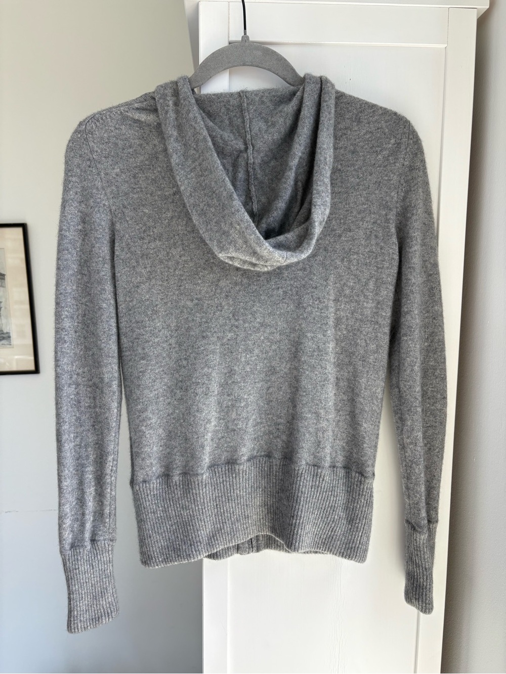 Sutton Studio Gray Cashmere Zip Hoodie with Repairs, Size Small - Picture 3 of 10